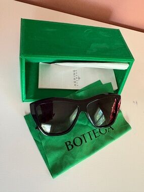 Bottega Veneta Black Sunglasses with Gold Accents